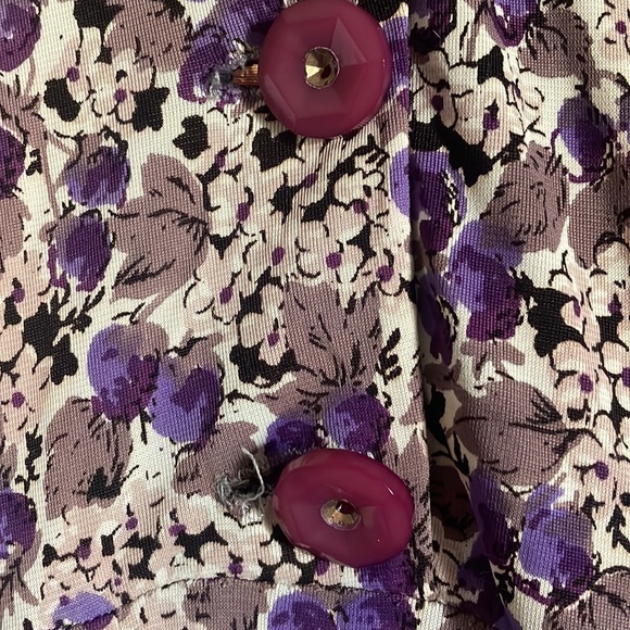 Vintage 1940’s Rayon Jersey Purple Raspberry Print Long Sleeve Dress - Picture 11 of 16